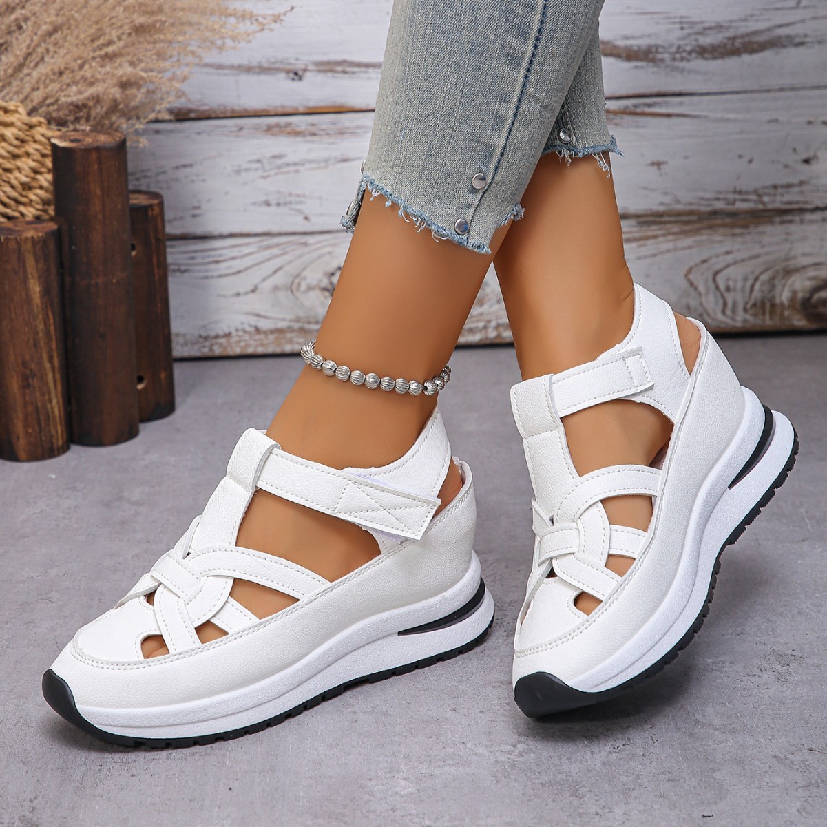 Women's Hollow Out Breathable Platform Wedge Sandals Sneakers