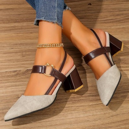 Women's Pointed Toe Block High Heel Sandals