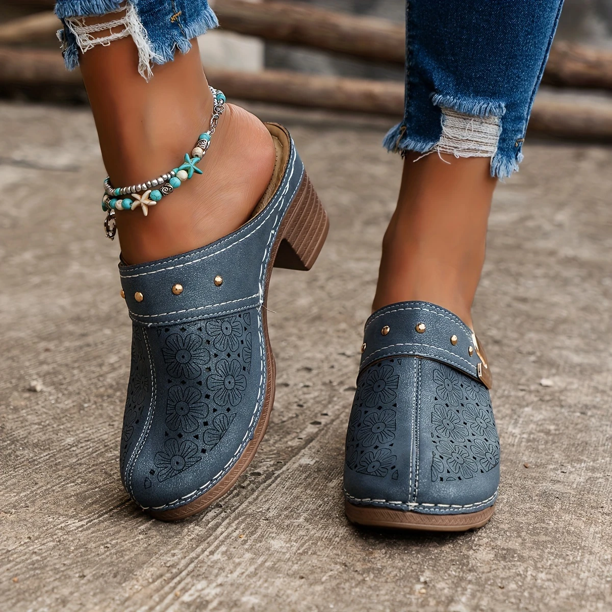 🔥LAST DAY PROMOTION 50% OFF - Women's  Thick Heel Mules High Heel Sandals