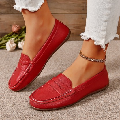 Comfortable Walking Flat Leather Loafers
