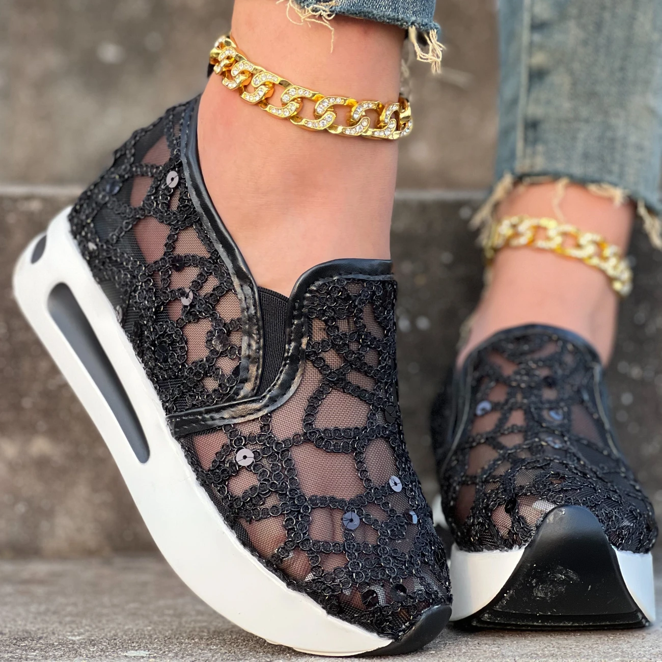 🔥LAST DAY PROMOTION 50% OFF - Women's Sequined Mesh Orthopedic Sneakers