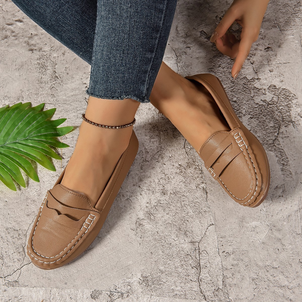 Comfortable Walking Flat Leather Loafers