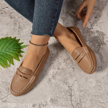 Comfortable Walking Flat Leather Loafers