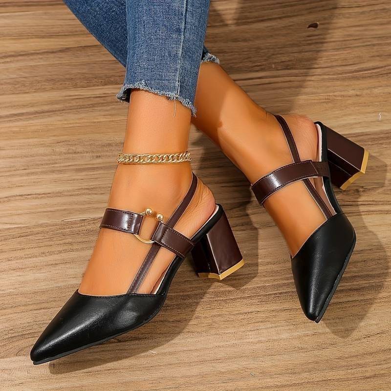 Women's Pointed Toe Block High Heel Sandals