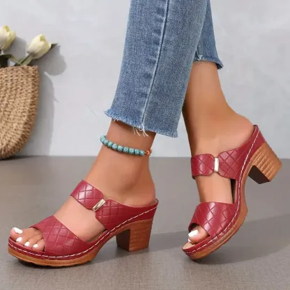 Women’s Bow Open-Toe Chunky Heel Sandals