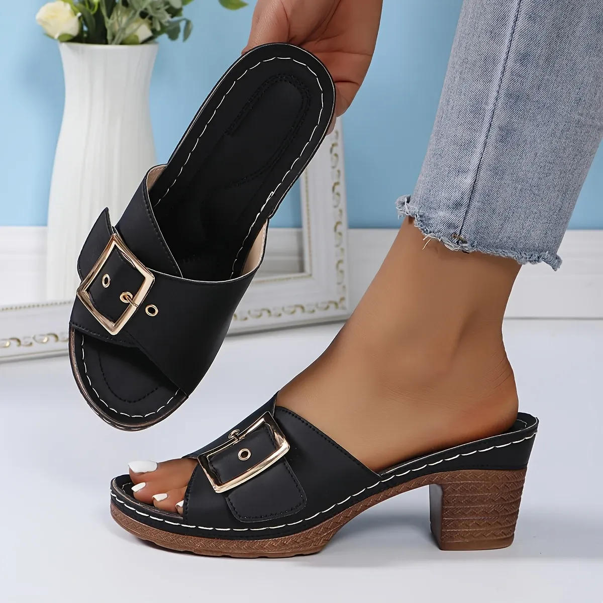 Women's Solid Color Stylish Sandals