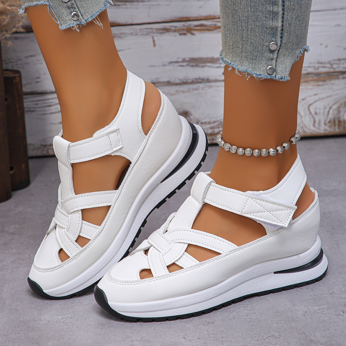 Women's Hollow Out Breathable Platform Wedge Sandals Sneakers