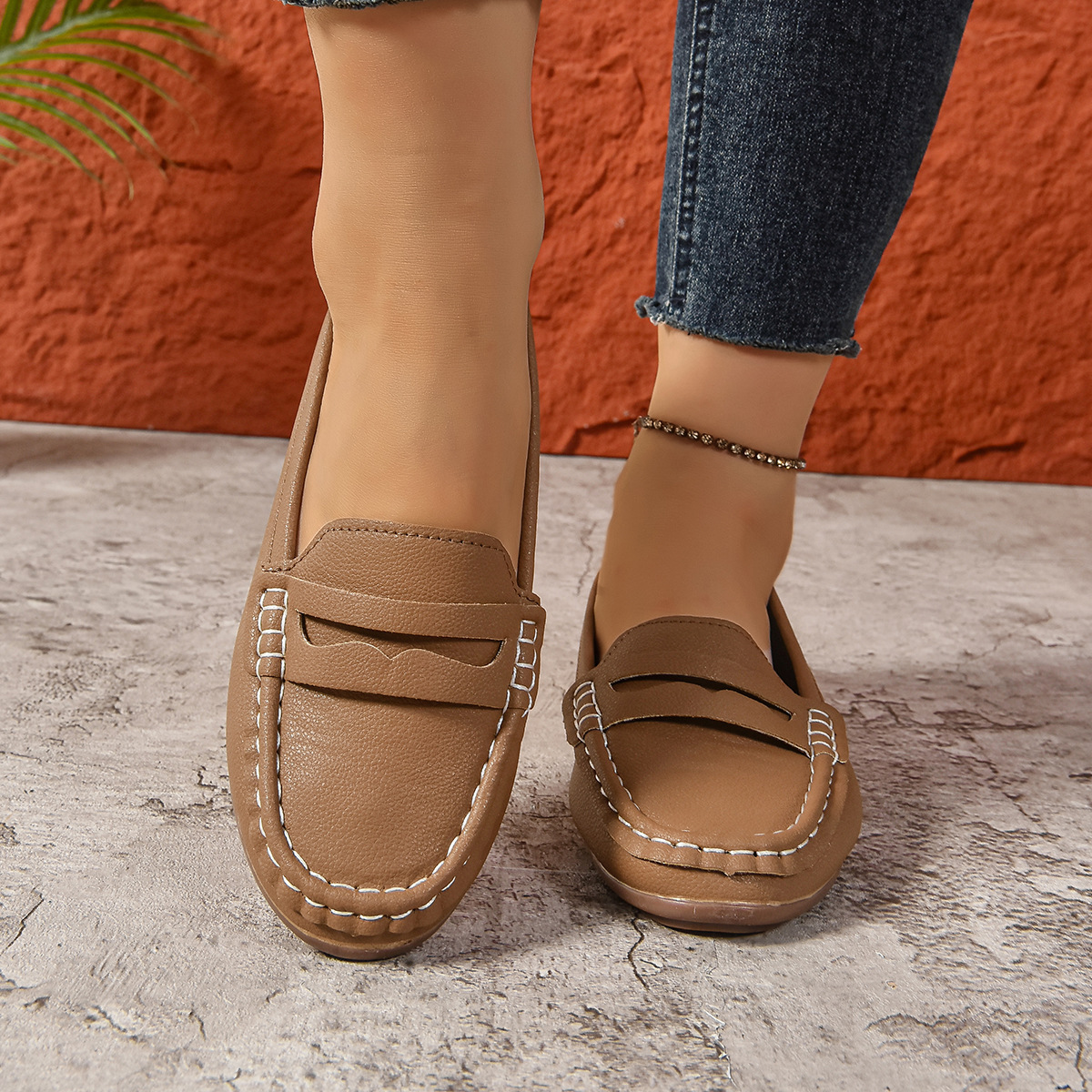 Comfortable Walking Flat Leather Loafers