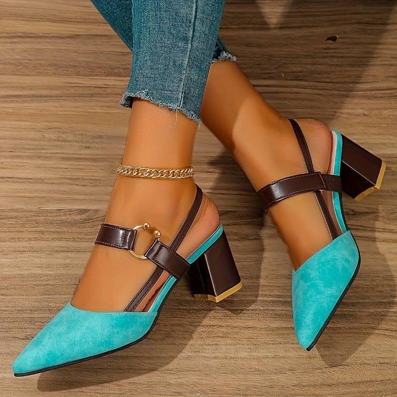Women's Pointed Toe Block High Heel Sandals