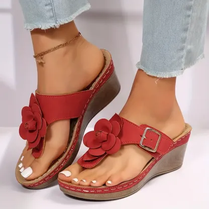 Floral-Embellished Wedge Sandals 