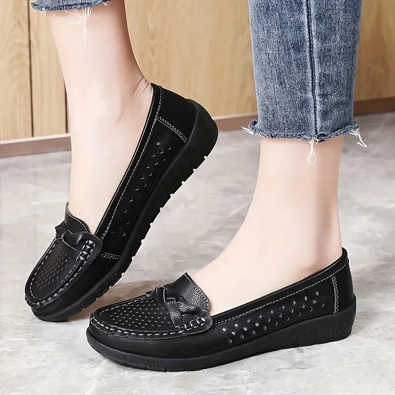 Comfortable Walking Flat Leather Loafers