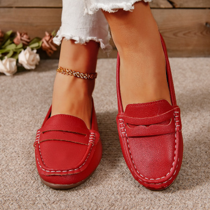Comfortable Walking Flat Leather Loafers