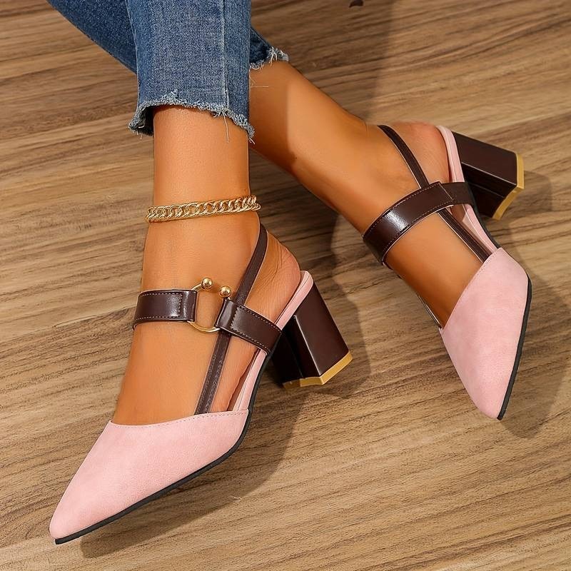 Women's Pointed Toe Block High Heel Sandals