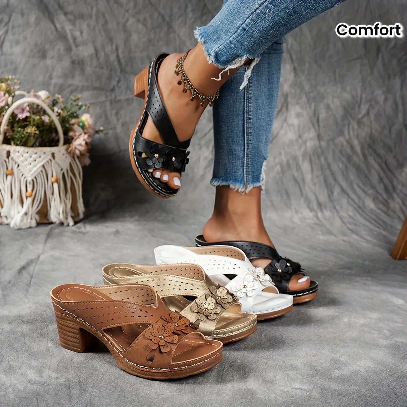 🔥Last Day Promotion 50% OFF - Women's Fashion High Heel Chunky Heel Sandals