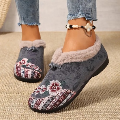 Women's Warm Floral Ankle Boots