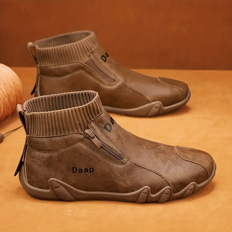 Men's Orthopedic Warm Snow Boots Waterproof Non-Slip Winter Fleece Shoes