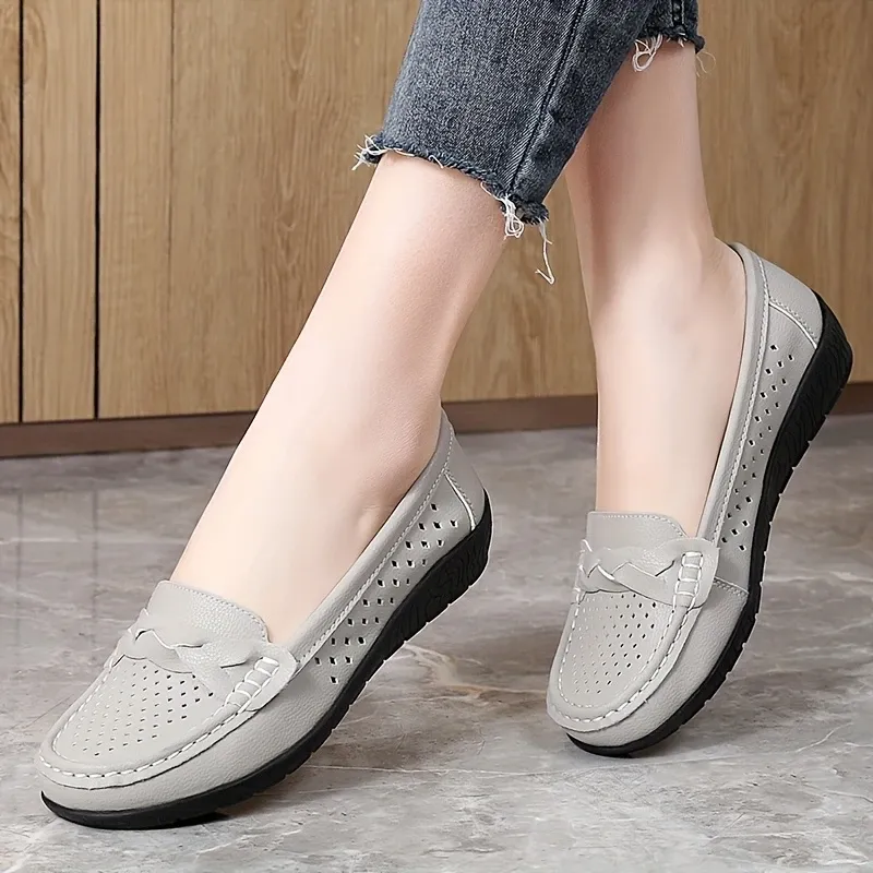 Comfortable Walking Flat Leather Loafers