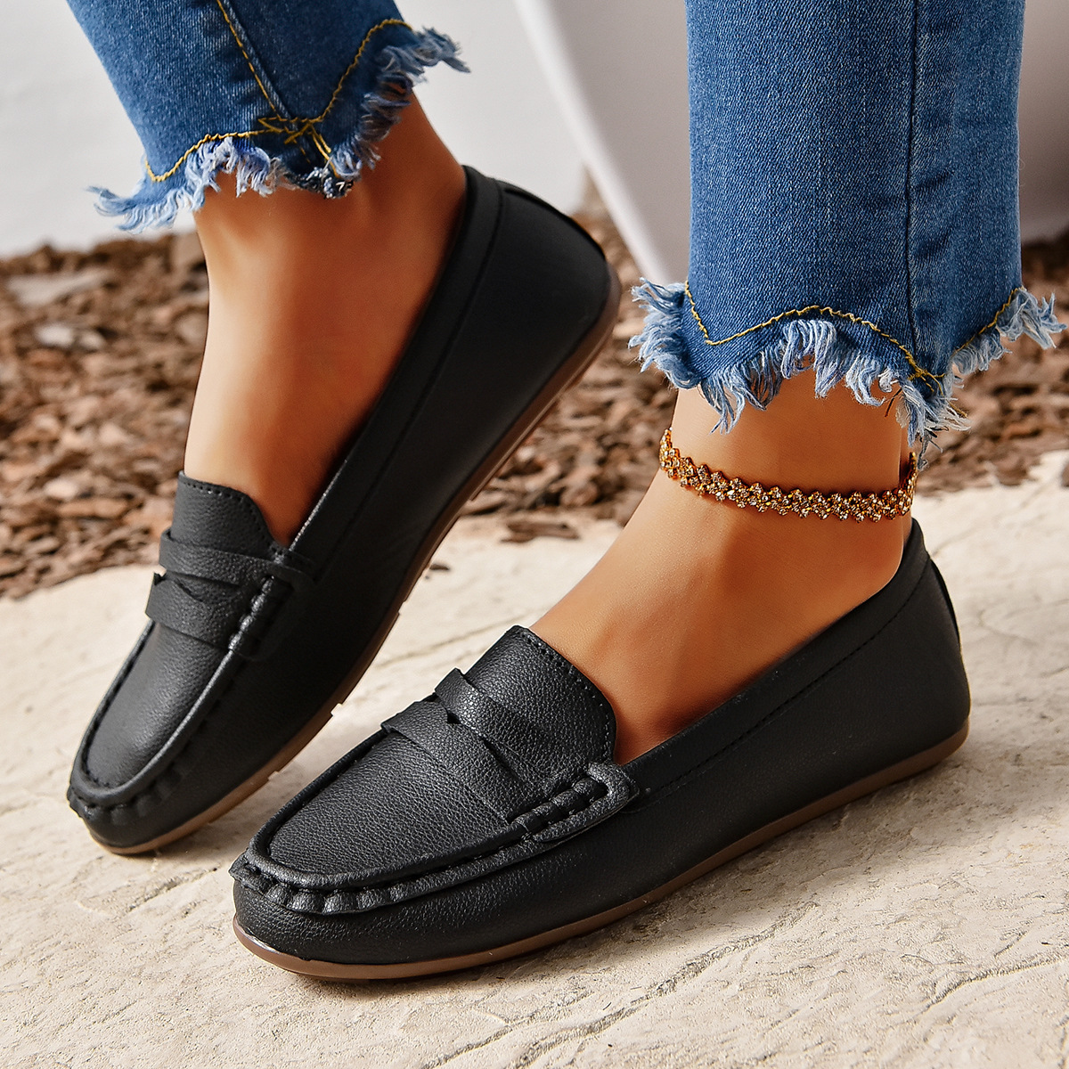 Comfortable Walking Flat Leather Loafers
