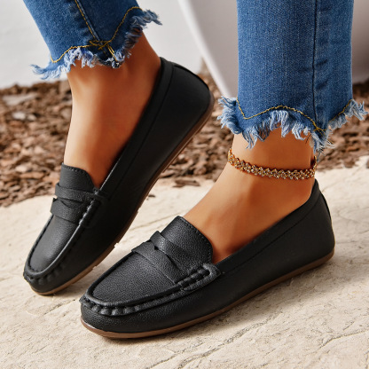 Comfortable Walking Flat Leather Loafers