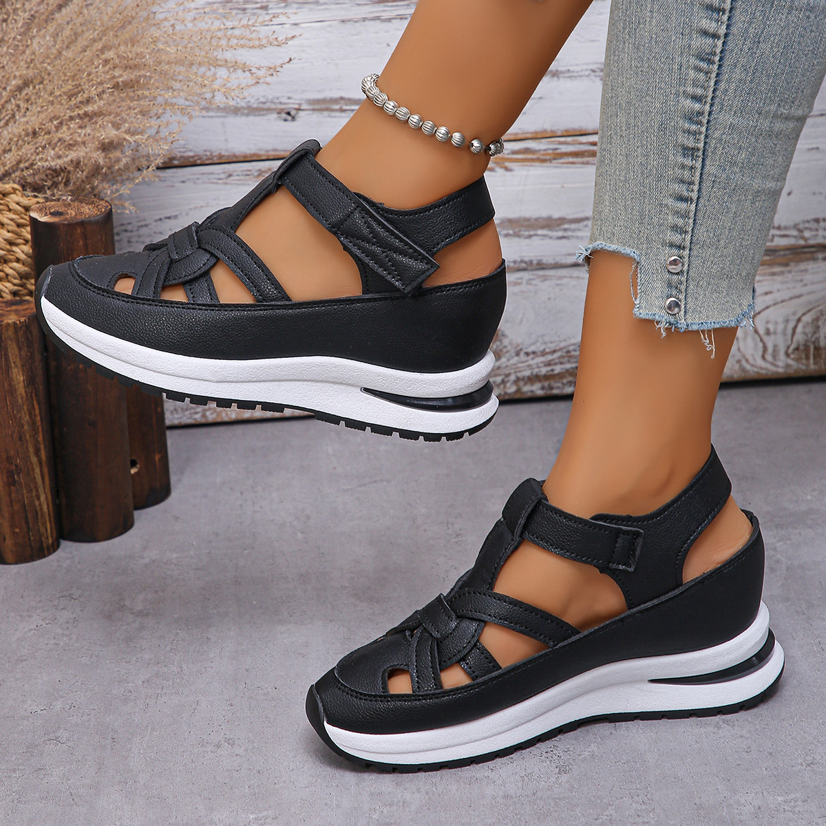 Women's Hollow Out Breathable Platform Wedge Sandals Sneakers