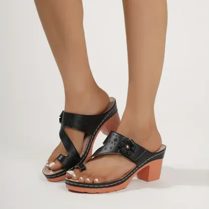 🔥Last Day Promotion 50% OFF - Women's Fashion Hollow High Heel Chunky Heel Sandals