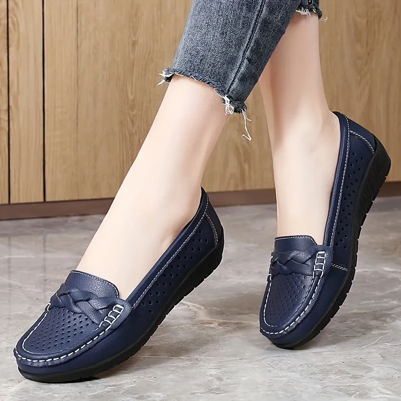 Comfortable Walking Flat Leather Loafers