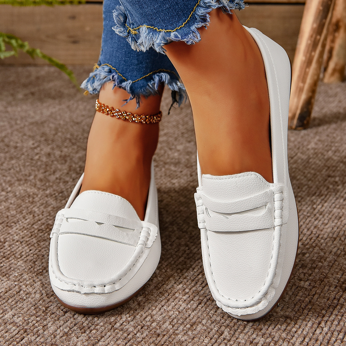 Comfortable Walking Flat Leather Loafers