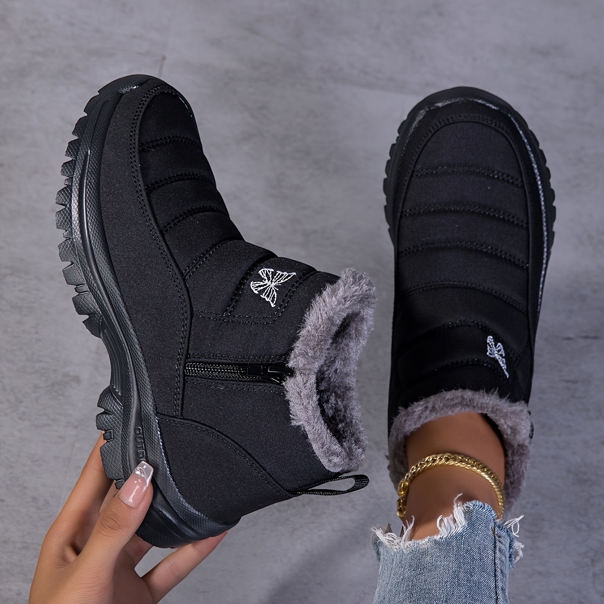 Women's Orthopedic Warm Snow Boots Waterproof Non-Slip Winter Fleece Shoes