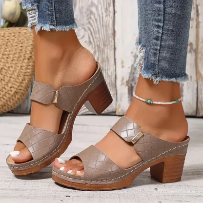 Women’s Bow Open-Toe Chunky Heel Sandals