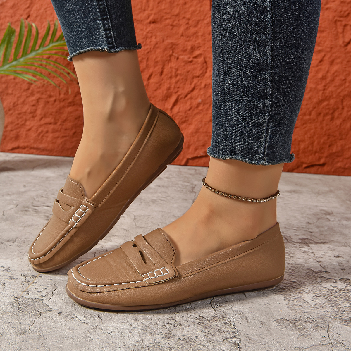 Comfortable Walking Flat Leather Loafers