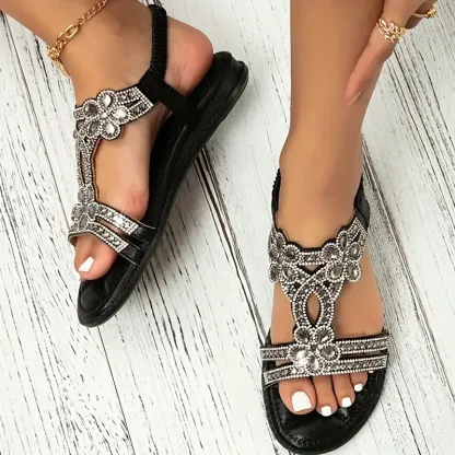 🔥Last Day Promotion 50% OFF -Women's Bling Rhinestone Boho Style Beach Flat Sandals