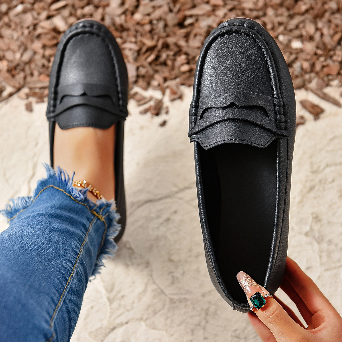 Comfortable Walking Flat Leather Loafers