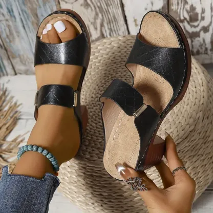 Women’s Bow Open-Toe Chunky Heel Sandals