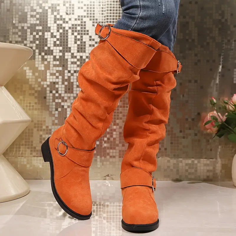 Mid Calf Slouchy Boots for Women