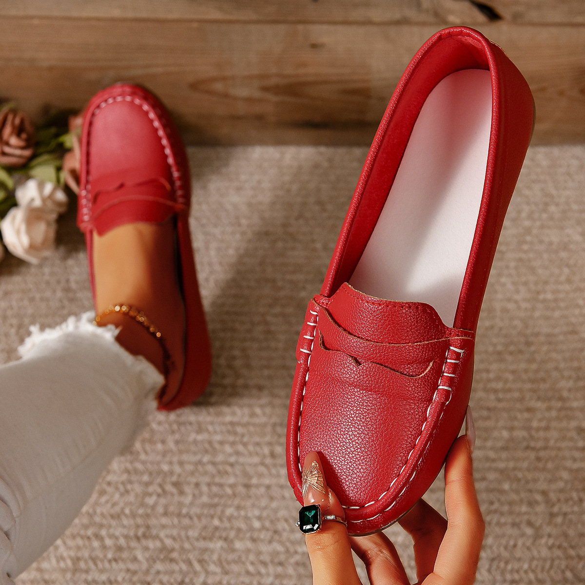 Comfortable Walking Flat Leather Loafers