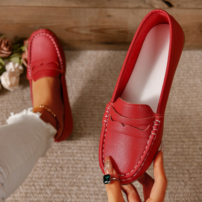 Comfortable Walking Flat Leather Loafers