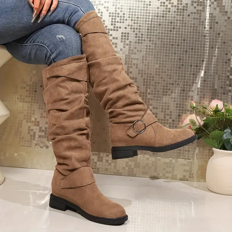 Mid Calf Slouchy Boots for Women