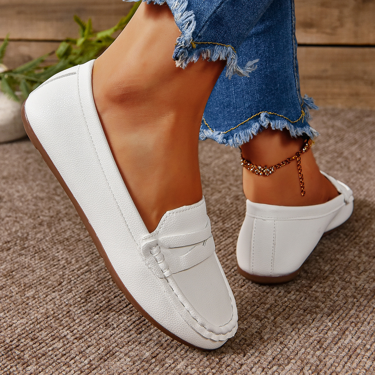 Comfortable Walking Flat Leather Loafers