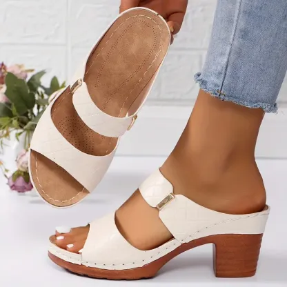 Women’s Bow Open-Toe Chunky Heel Sandals
