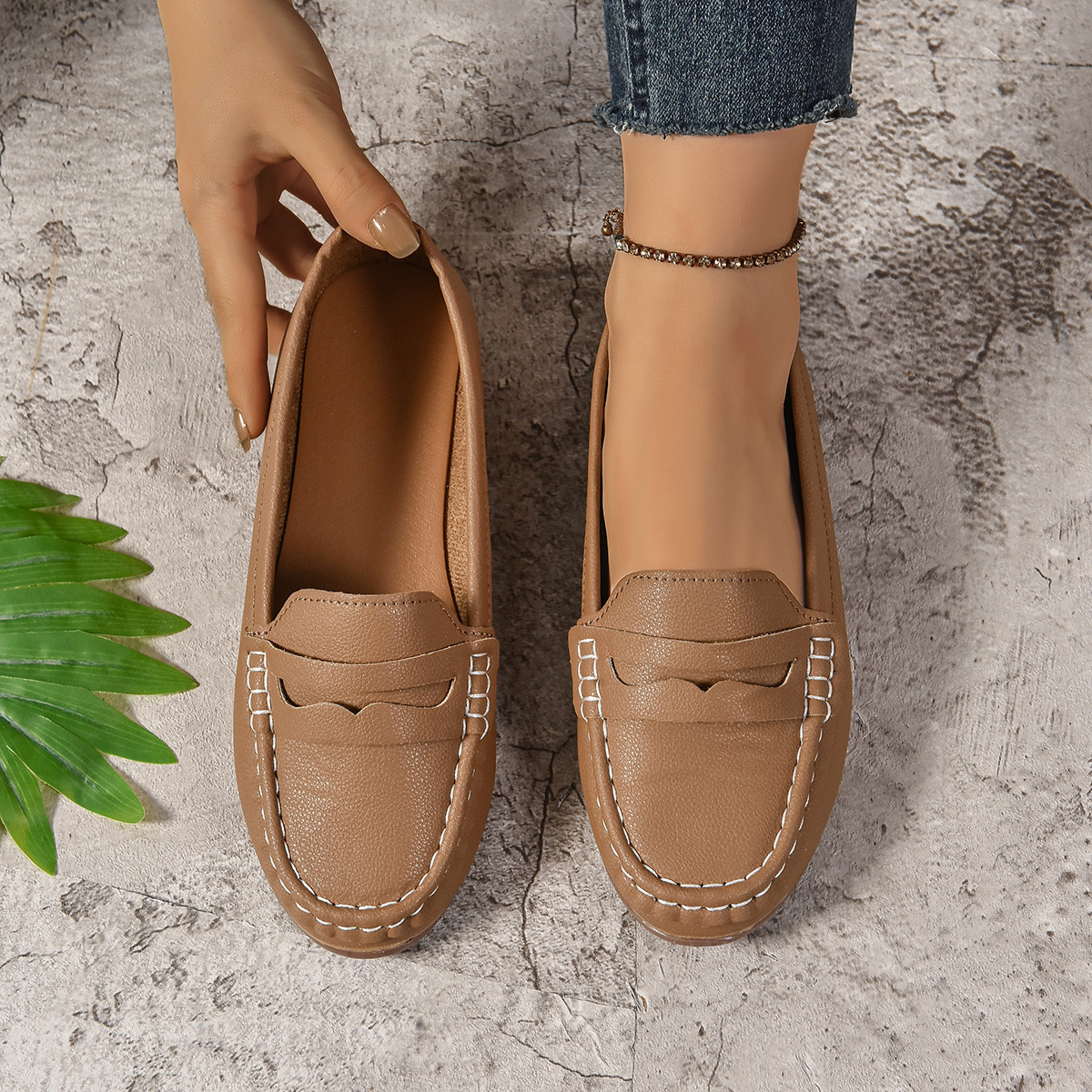 Comfortable Walking Flat Leather Loafers