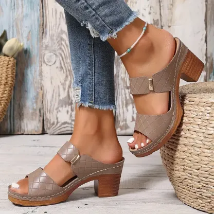 Women’s Bow Open-Toe Chunky Heel Sandals