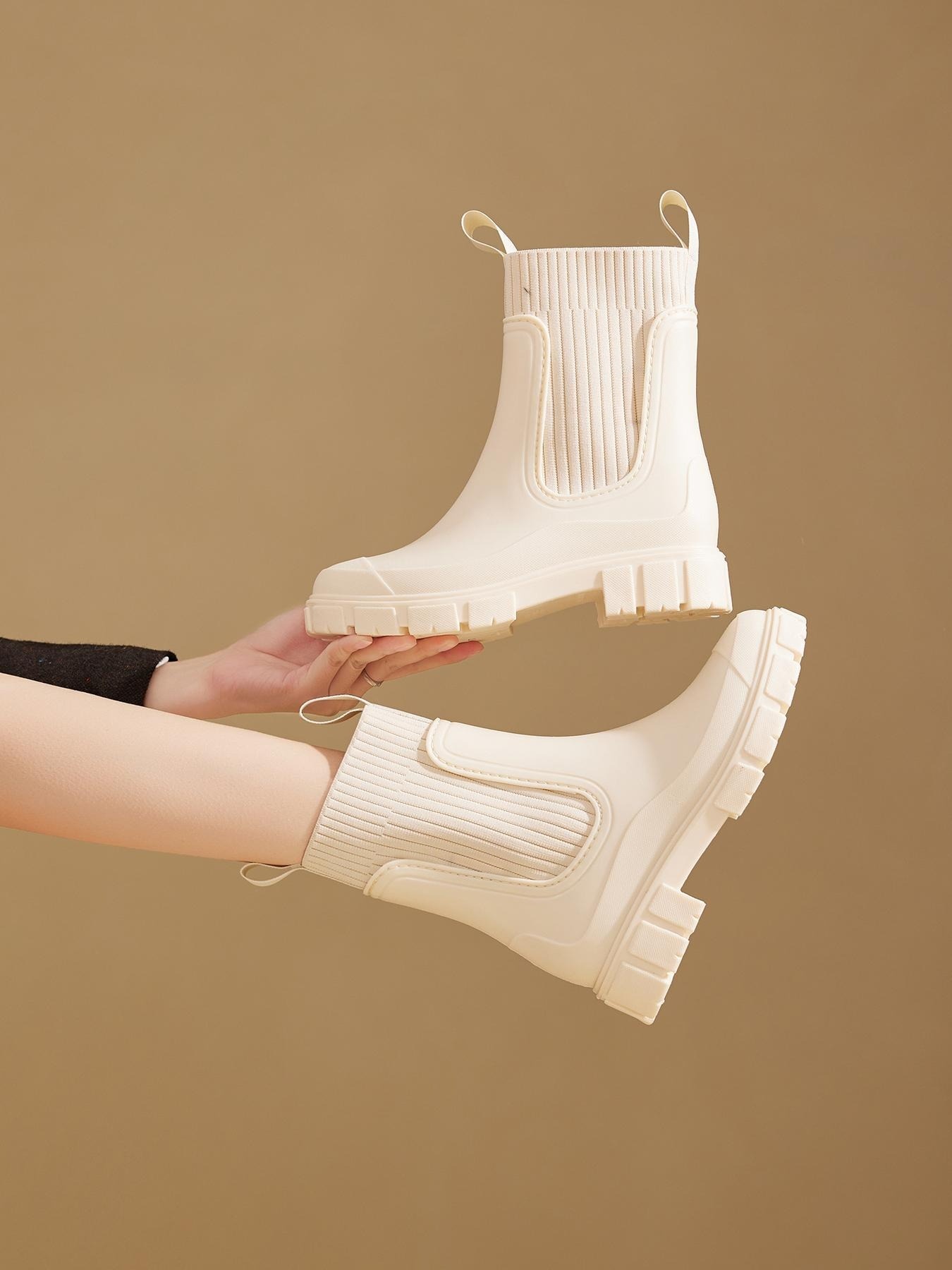 Women's Solid Color Waterproof Rain Boots