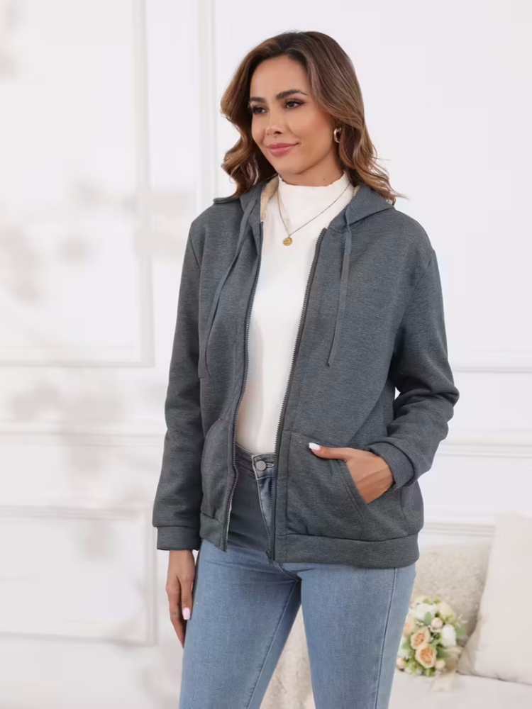 ❄️ Women’s Wool Hooded Zip-Up Coat – Plush Warm, Effortless Style for Winter Daily & Casual Outings