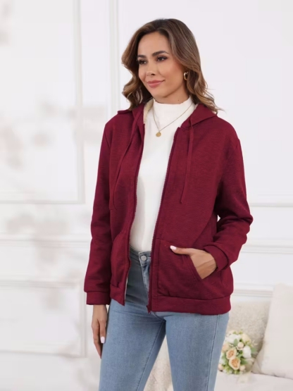 ❄️ Women’s Wool Hooded Zip-Up Coat – Plush Warm, Effortless Style for Winter Daily & Casual Outings
