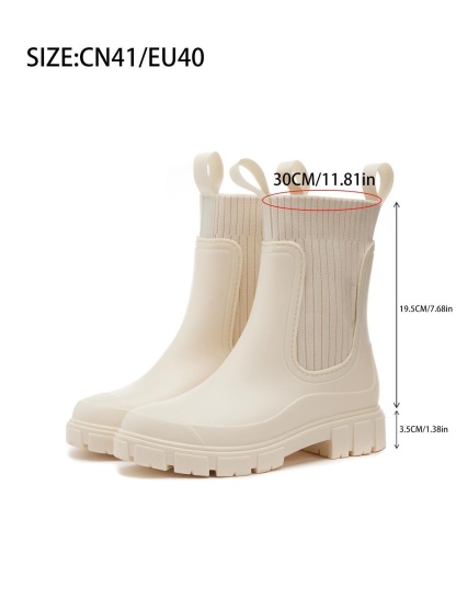 Women's Solid Color Waterproof Rain Boots