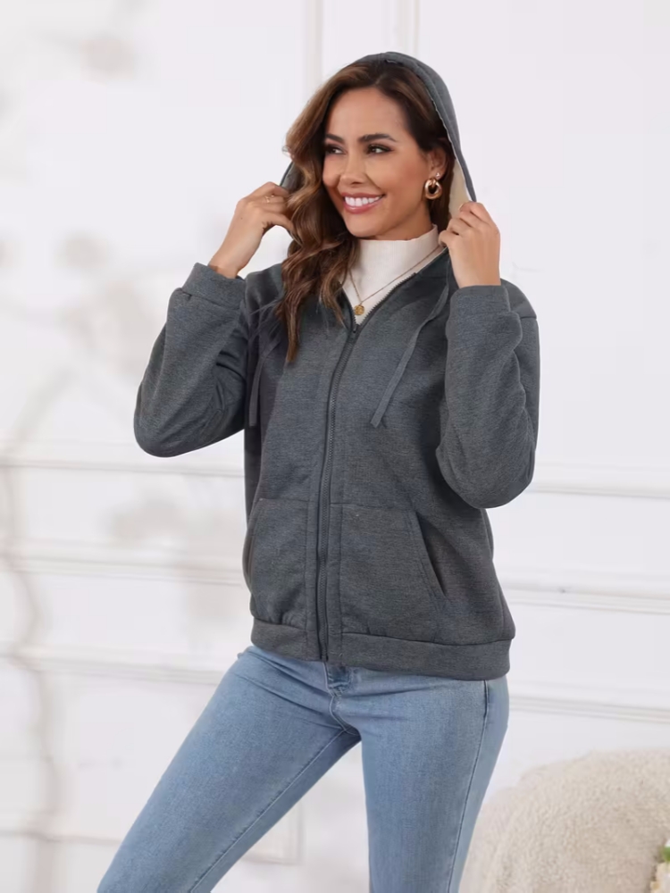 ❄️ Women’s Wool Hooded Zip-Up Coat – Plush Warm, Effortless Style for Winter Daily & Casual Outings