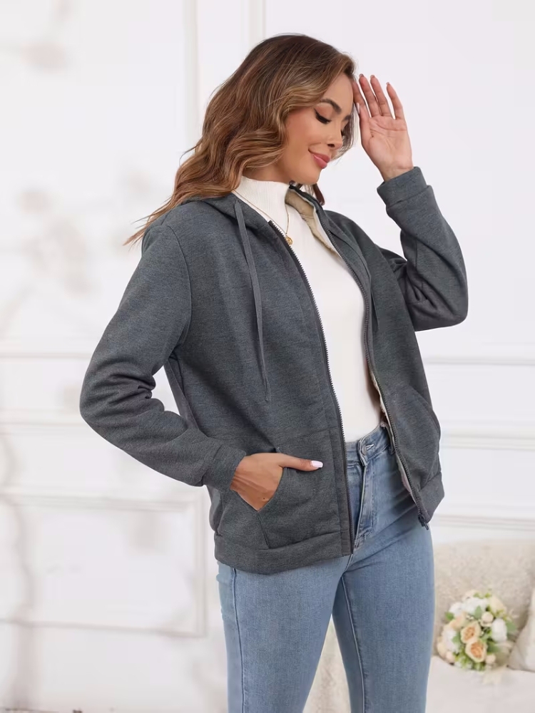 ❄️ Women’s Wool Hooded Zip-Up Coat – Plush Warm, Effortless Style for Winter Daily & Casual Outings