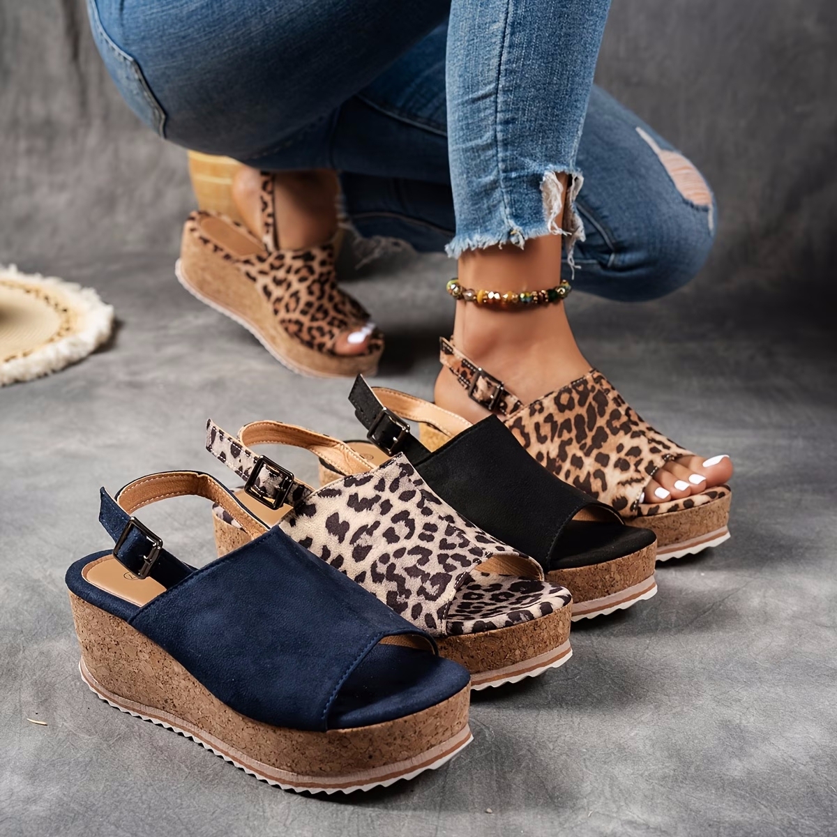 🔥LAST DAY PROMOTION 50% OFF - WOMEN'S LEATHER PLATFORM WEDGE ORTHOPEDIC SANDALS