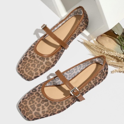 Women's Fashionable Leopard Print Mary Jane Flats