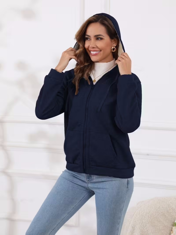 ❄️ Women’s Wool Hooded Zip-Up Coat – Plush Warm, Effortless Style for Winter Daily & Casual Outings